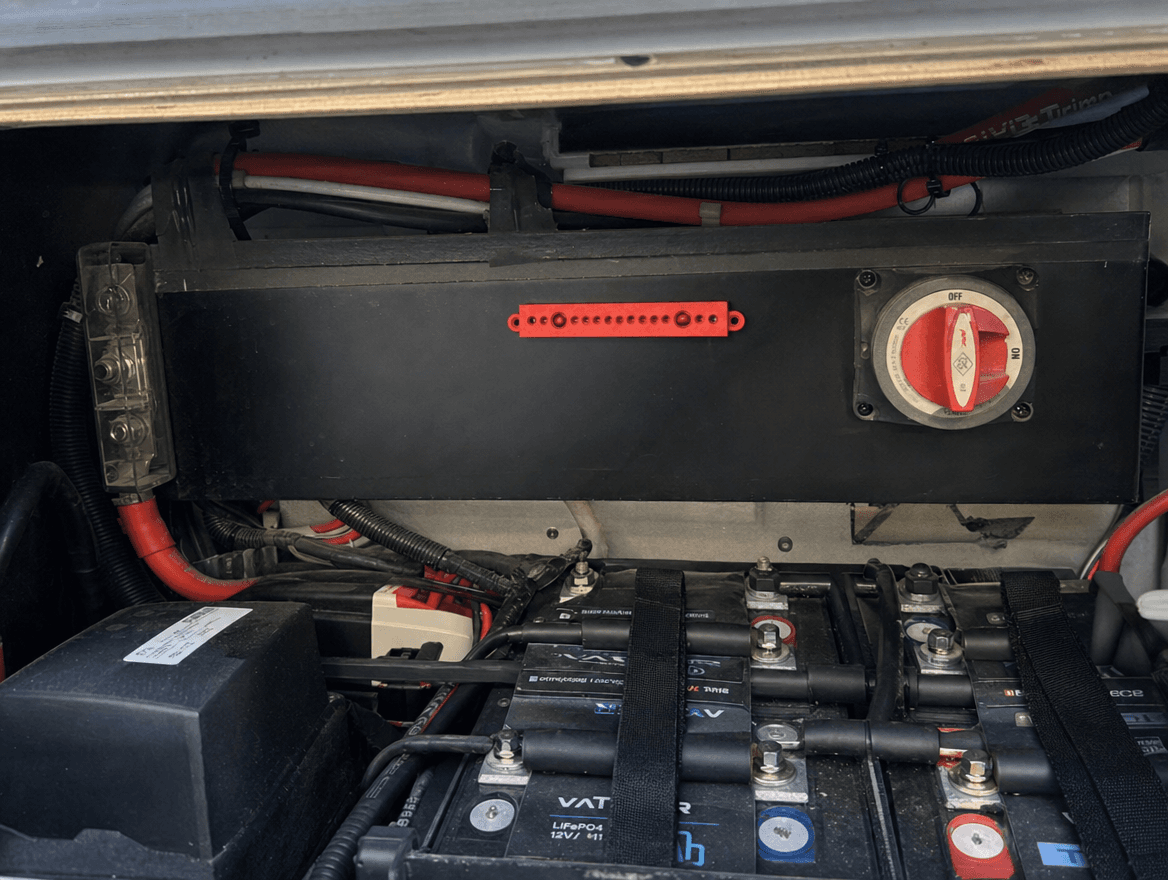 Nonblaze mounted for camper battery banks